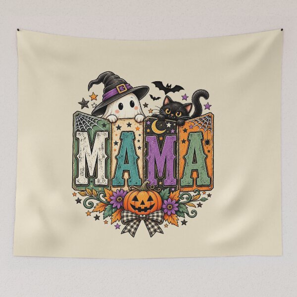 Item preview, Mama Halloween Witch Ghost Cat Pumpkin Fall Spooky Vintage Design designed and sold by xghambo.