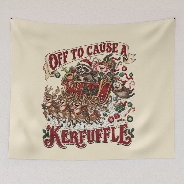 Item preview, Kerfuffle Christmas Reindeer Sleigh Funny Holiday Animals Vintage Design designed and sold by xghambo.