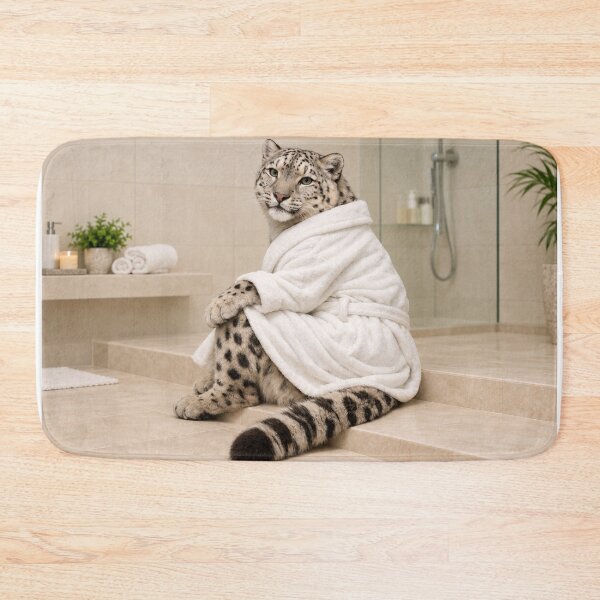 Item preview, Snow Leopard White Bathrobe designed and sold by Sillytoe.