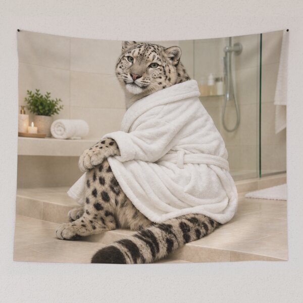 Item preview, Snow Leopard White Bathrobe designed and sold by Sillytoe.