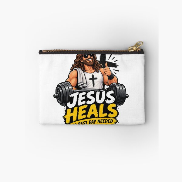 Item preview, Jesus Heals Funny Christian Faith Humor weight lifting  designed and sold by Obinne.