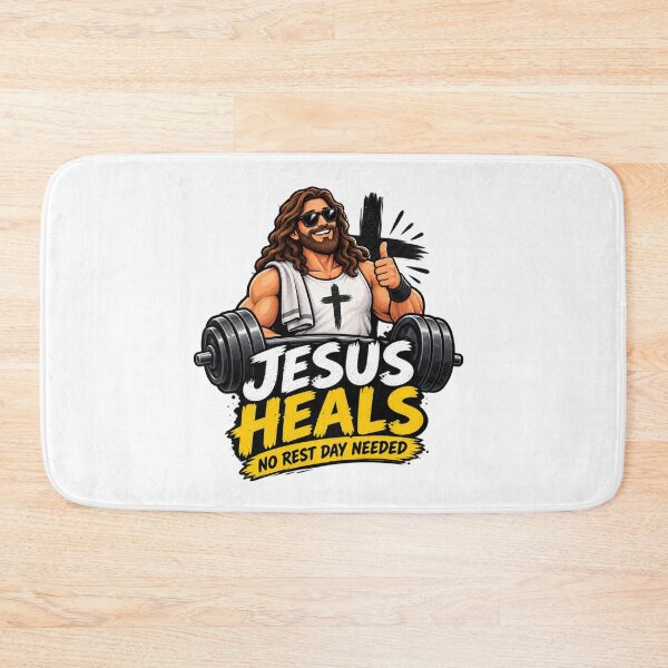 Item preview, Jesus Heals Funny Christian Faith Humor weight lifting  designed and sold by Obinne.