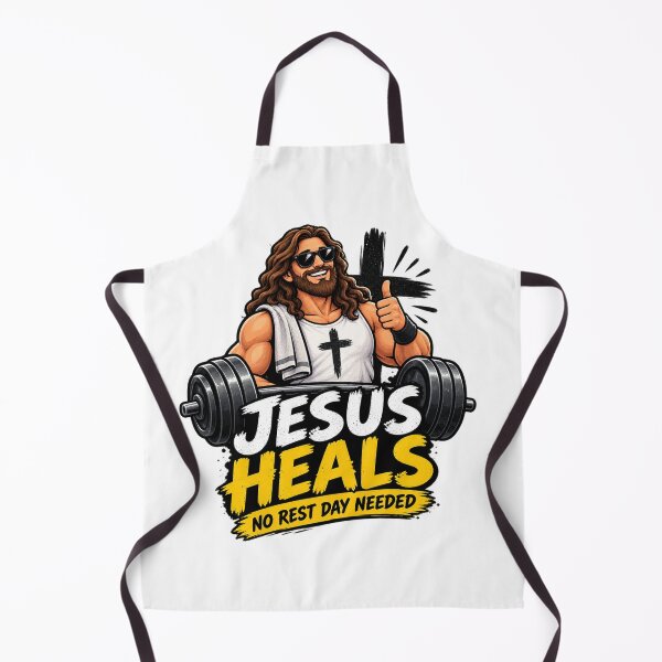 Item preview, Jesus Heals Funny Christian Faith Humor weight lifting designed and sold by Obinne.