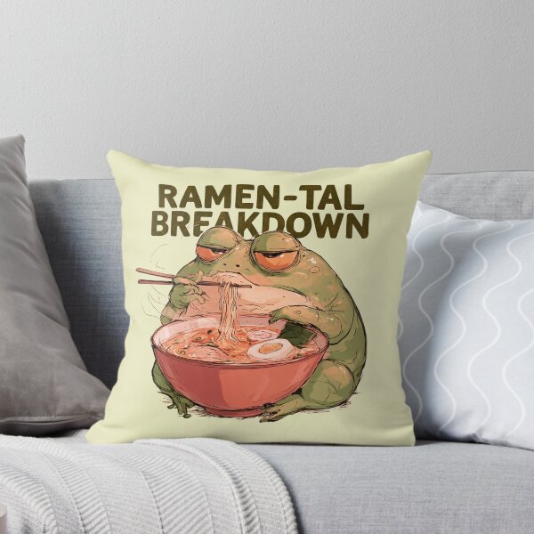 Item preview, Ramen-tal Breakdown - Grumpy Frog Eating Ramen designed and sold by malva-artist.