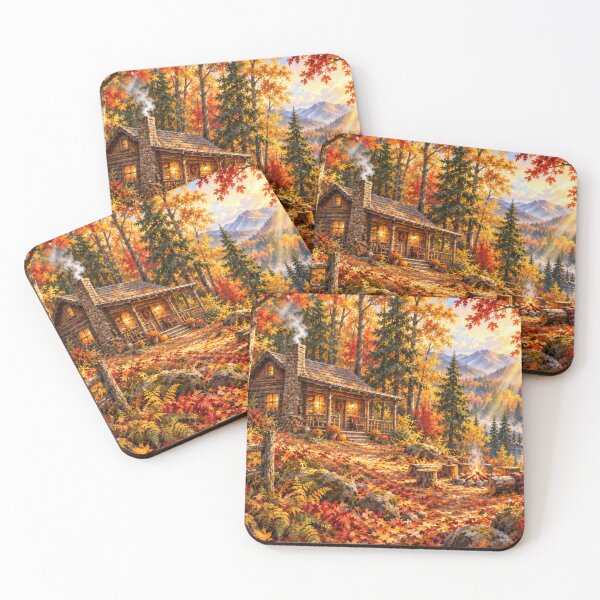Item preview, Cabin with Sunshine in Autumn Forest designed and sold by scicilysimonee.