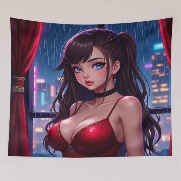 Item preview, Cityscape Synneva | Busty Girl Anime Portrait designed and sold by KasaHunterHarem.