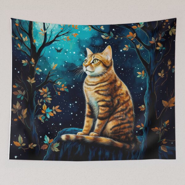 Item preview, Cat Under Moonlight in the Forest  designed and sold by MargaretWiktor.