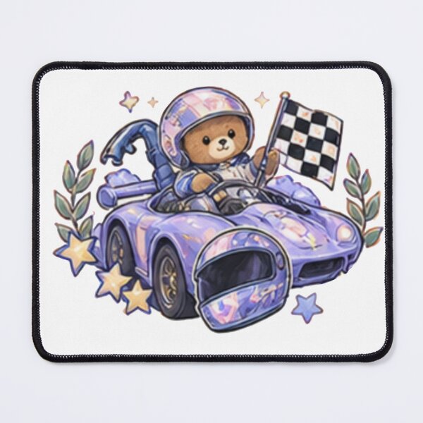 Item preview, Cute Racing Bear in Purple Race Car – Kawaii Motorsport Design designed and sold by Kiralemon.