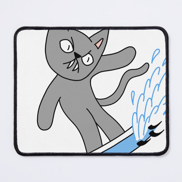 Item preview, mean cat surfing - gray designed and sold by motherbrainart.