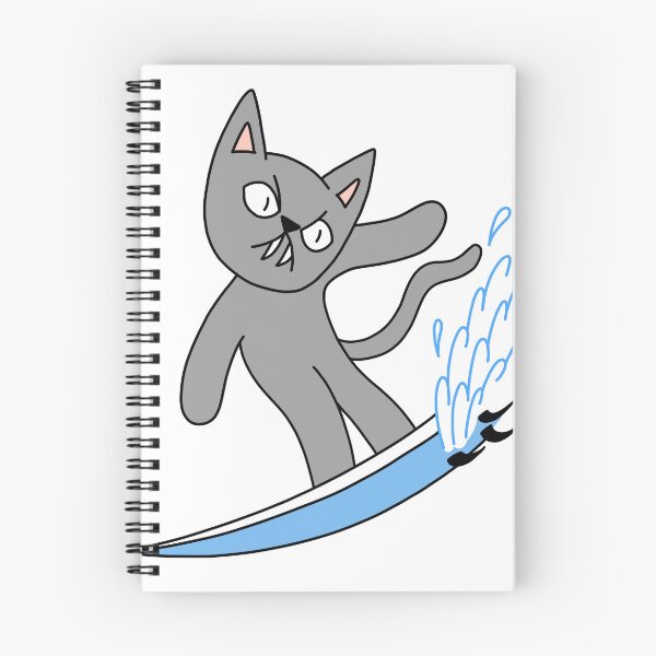 Item preview, mean cat surfing - gray designed and sold by motherbrainart.