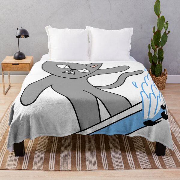 Item preview, mean cat surfing - gray designed and sold by motherbrainart.