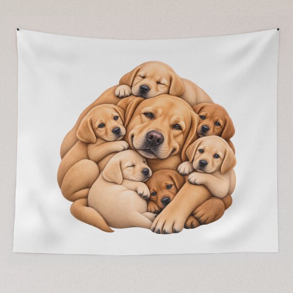 Item preview, Labrador Family Love – Adorable Puppy Cuddle Pile designed and sold by builtforyou.