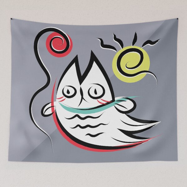 Item preview, Dancing Fish Cat – Whimsical Surreal Animal Art designed and sold by metadorcreative.