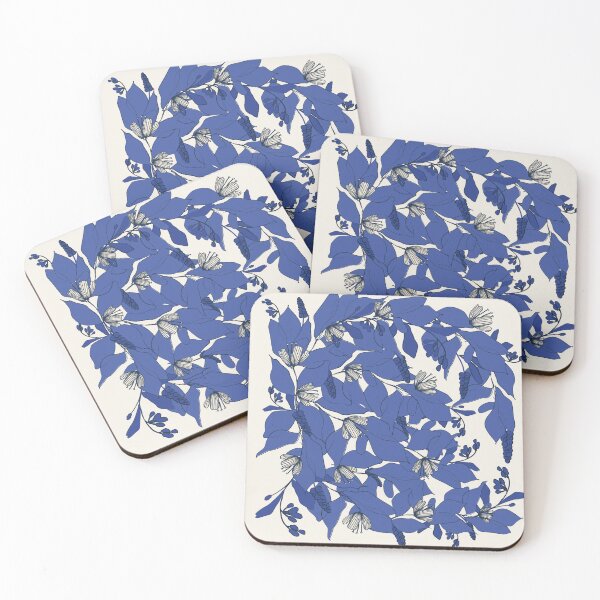 Item preview, Cobalt Blue Botanical Leaf Pattern designed and sold by yara.lahdo.