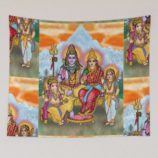Item preview, Lord Shiva's Family Digital Drawing | Hindu Divine Family Artwork designed and sold by Harshit_Digital_Arts.