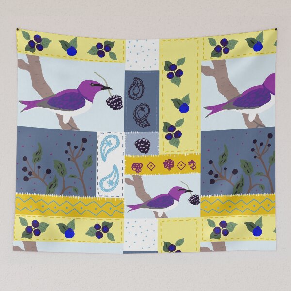 Item preview, Patchwork Cottagecore Bird And Berries  designed and sold by Designs by Sara Felton.