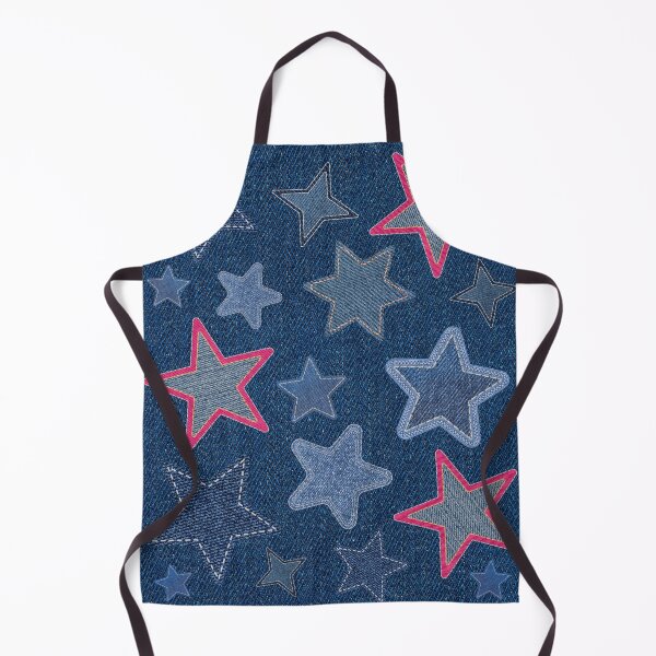 Item preview, Stars Jeans Love Denim Patchwork Pattern Y2K Aesthetic Blue Jeans & Pink Stitched Stars designed and sold by Kat Designs Store.