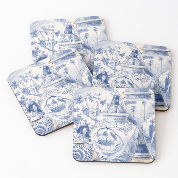 Item preview, Chinoiserie Blue and White Porcelain Watercolor designed and sold by Fani*.