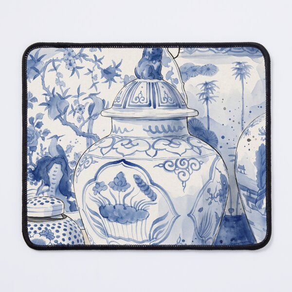 Item preview, Chinoiserie Blue and White Porcelain Watercolor designed and sold by Fani*.