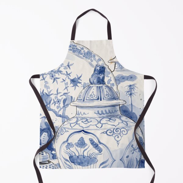 Item preview, Chinoiserie Blue and White Porcelain Watercolor designed and sold by Fani*.