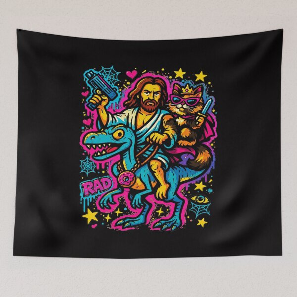 Item preview, Jesus Raptor Cat Cosmic Art designed and sold by ShophiaCrafts.