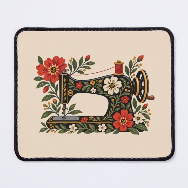 Item preview, Vintage Floral Sewing Machine Folk Art Sewing Design #3 designed and sold by SalahBlt.