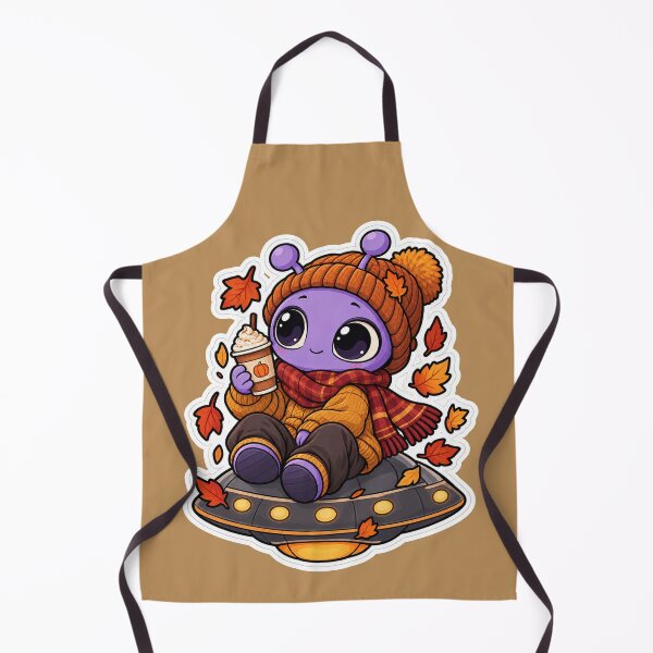 Item preview, Cute Autumn Alien Drinking Pumpkin Spice Coffee designed and sold by NovaToons.