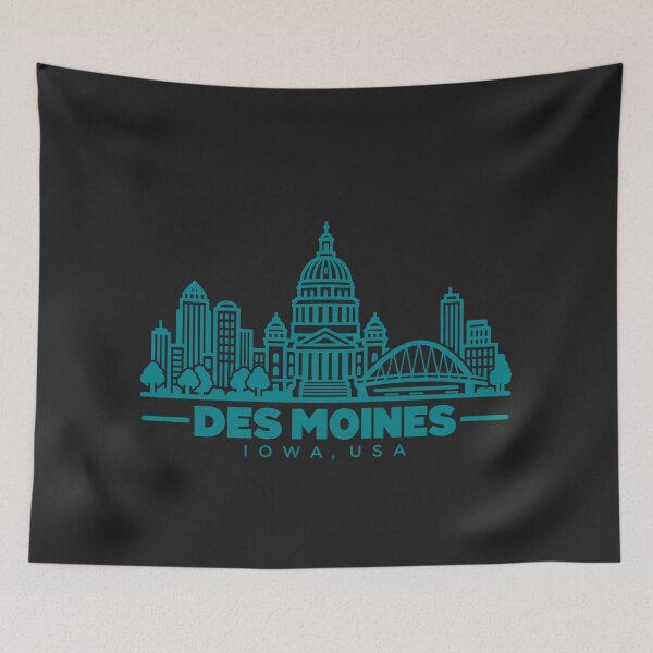 Item preview, Des Moines Iowa USA Line Art Skyline Poster designed and sold by CMYKStudio.