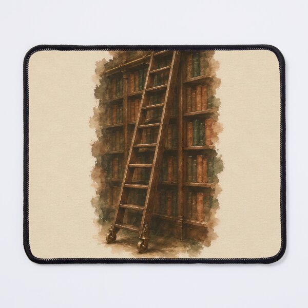 Item preview, The Library Ink Illustration | Dark Academia Wall Art | Vintage Bookshelf Print designed and sold by FixationStudio.