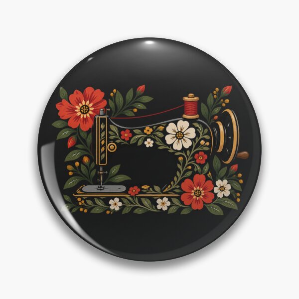 Artikelvorschau, Vintage-Blumen-Nähmaschine, Volkskunst-Nähdesign Nr. 5 entworfen und verkauft von SalahBlt.