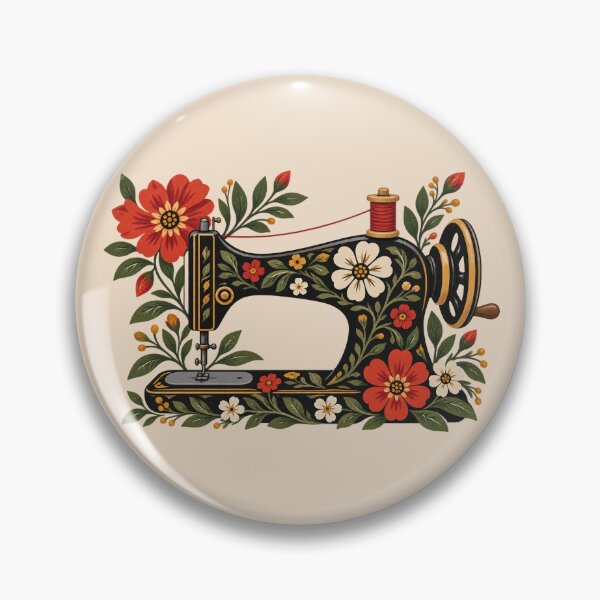 Artikelvorschau, Vintage-Blumen-Nähmaschine, Volkskunst-Nähdesign Nr. 6 entworfen und verkauft von SalahBlt.