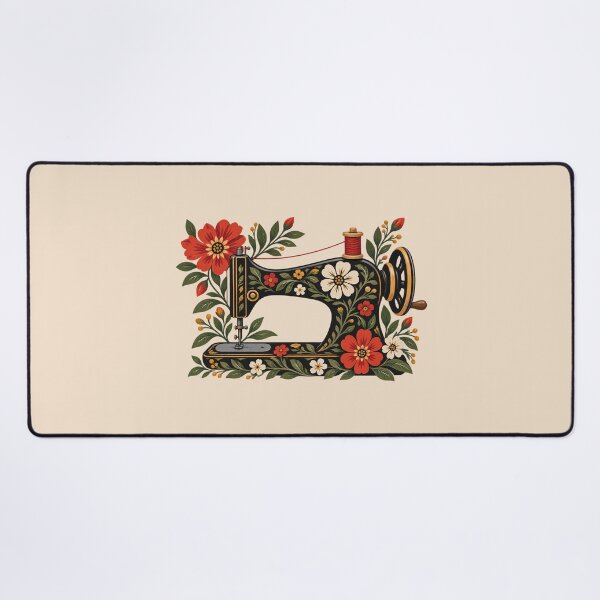 Item preview, Vintage Floral Sewing Machine Folk Art Sewing Design #6 designed and sold by SalahBlt.