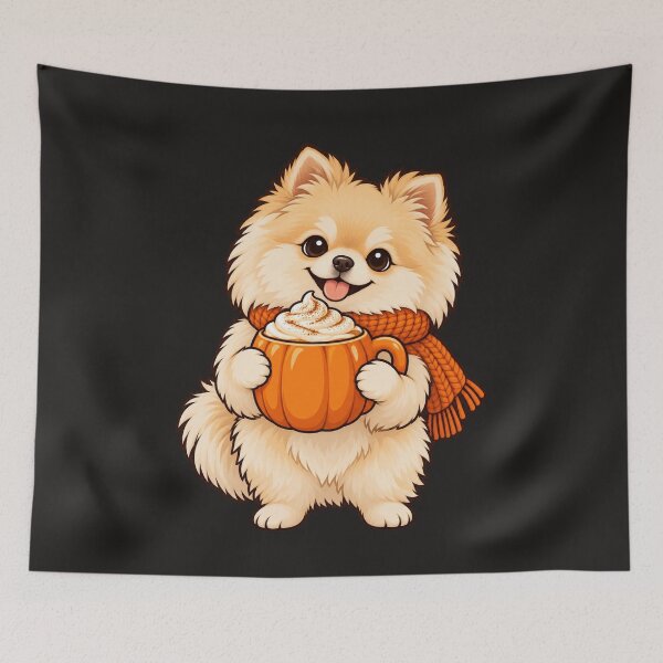 Item preview, Cozy Pumpkin Spice Pomeranian – Cute Autumn Puppy designed and sold by Thaivi Design.