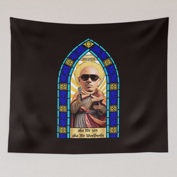 Item preview, Saint Pitbull Aka Mr 305 Mr Worldwide Stained Glass Art designed and sold by findOutDraw.