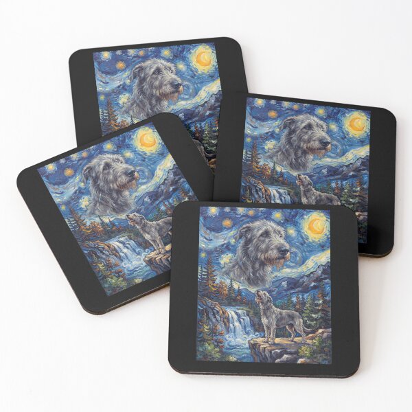 Item preview, Lebrel irlandés, luna aullante, noche estrellada, arte de Van Gogh, amante de los animales designed and sold by dian-rody-crest.