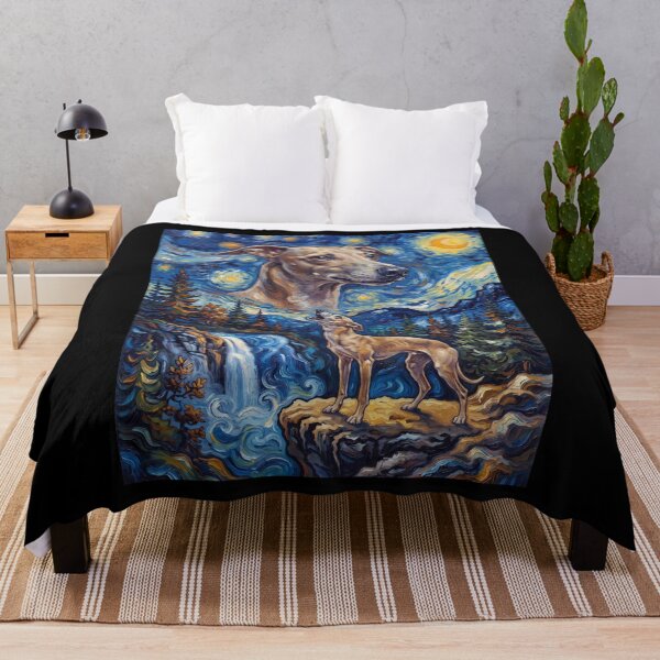 Item preview, Italian Greyhound Howling Moon Starry Night Van Gogh Art Dog Lover designed and sold by dian-rody-crest.