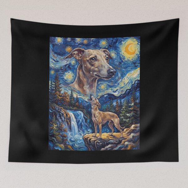 Item preview, Italian Greyhound Howling Moon Starry Night Van Gogh Art Dog Lover designed and sold by dian-rody-crest.