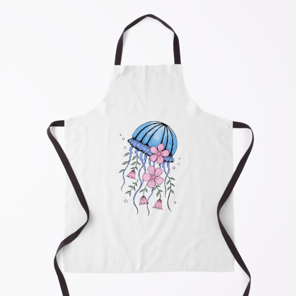 Item preview, Floral Blue Jellyfish with Pink Flowers and Botanical Vines designed and sold by Snifferius.