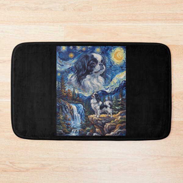 Item preview, Japanese Chin Howling Moon Starry Night Van Gogh Art Animal Lover designed and sold by dian-rody-crest.