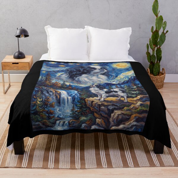 Item preview, Japanese Chin Howling Moon Starry Night Van Gogh Art Animal Lover designed and sold by dian-rody-crest.