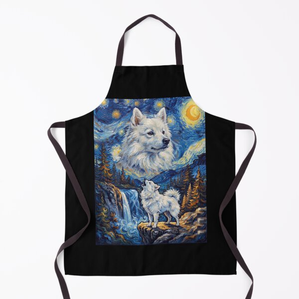 Item preview, Japanese Spitz Howling Moon Starry Night Van Gogh Art Animal Lover designed and sold by dian-rody-crest.