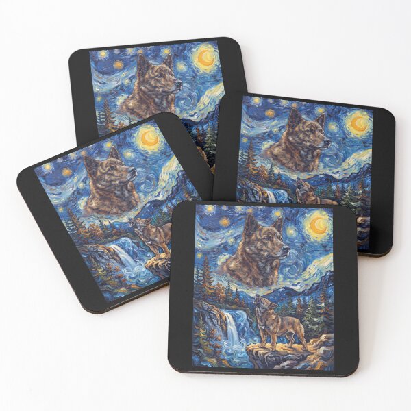 Item preview, Kai Ken Howling Moon Starry Night Van Gogh Art Animal Lover designed and sold by dian-rody-crest.