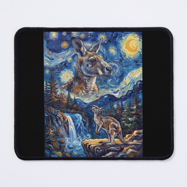 Item preview, Kangaroo Howling Moon Starry Night Van Gogh Art Animal Lover designed and sold by dian-rody-crest.