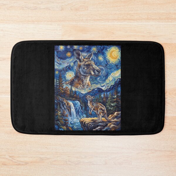 Item preview, Kangaroo Howling Moon Starry Night Van Gogh Art Animal Lover designed and sold by dian-rody-crest.