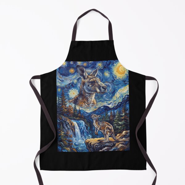 Item preview, Kangaroo Howling Moon Starry Night Van Gogh Art Animal Lover designed and sold by dian-rody-crest.
