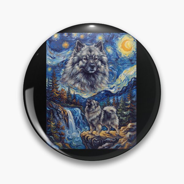 Item preview, Keeshond Howling Moon Starry Night Van Gogh Art Animal Lover designed and sold by dian-rody-crest.