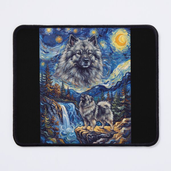 Item preview, Keeshond Howling Moon Starry Night Van Gogh Art Animal Lover designed and sold by dian-rody-crest.