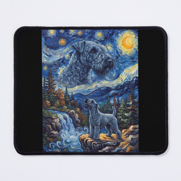 Item preview, Kerry Blue Terrier Howling Moon Starry Night Van Gogh Art Animal Lover designed and sold by dian-rody-crest.
