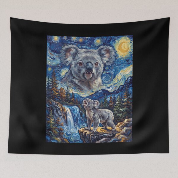 Item preview, Koala Howling Moon Starry Night Van Gogh Art Animal Lover designed and sold by dian-rody-crest.