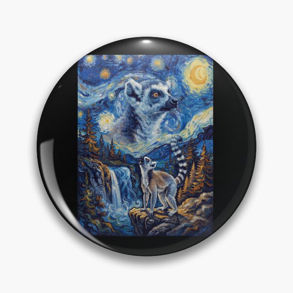 Item preview, Lemur Howling Moon Starry Night Van Gogh Art Animal Lover designed and sold by dian-rody-crest.